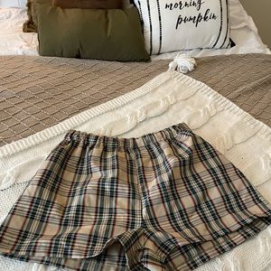 Tan checkered shorts
